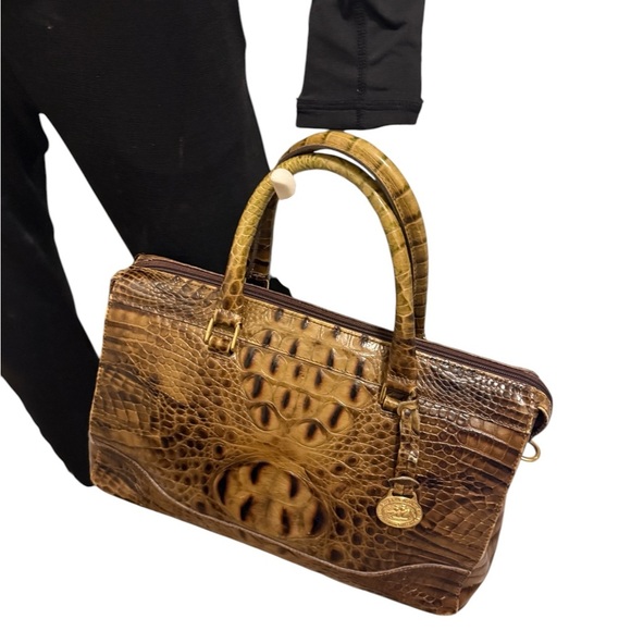 Brown Crocodile Embossed Handbag - Picture 3 of 16
